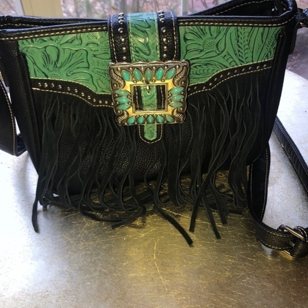 Trinity Ranch Black Turquoise Silver Hardware Sho… - image 1